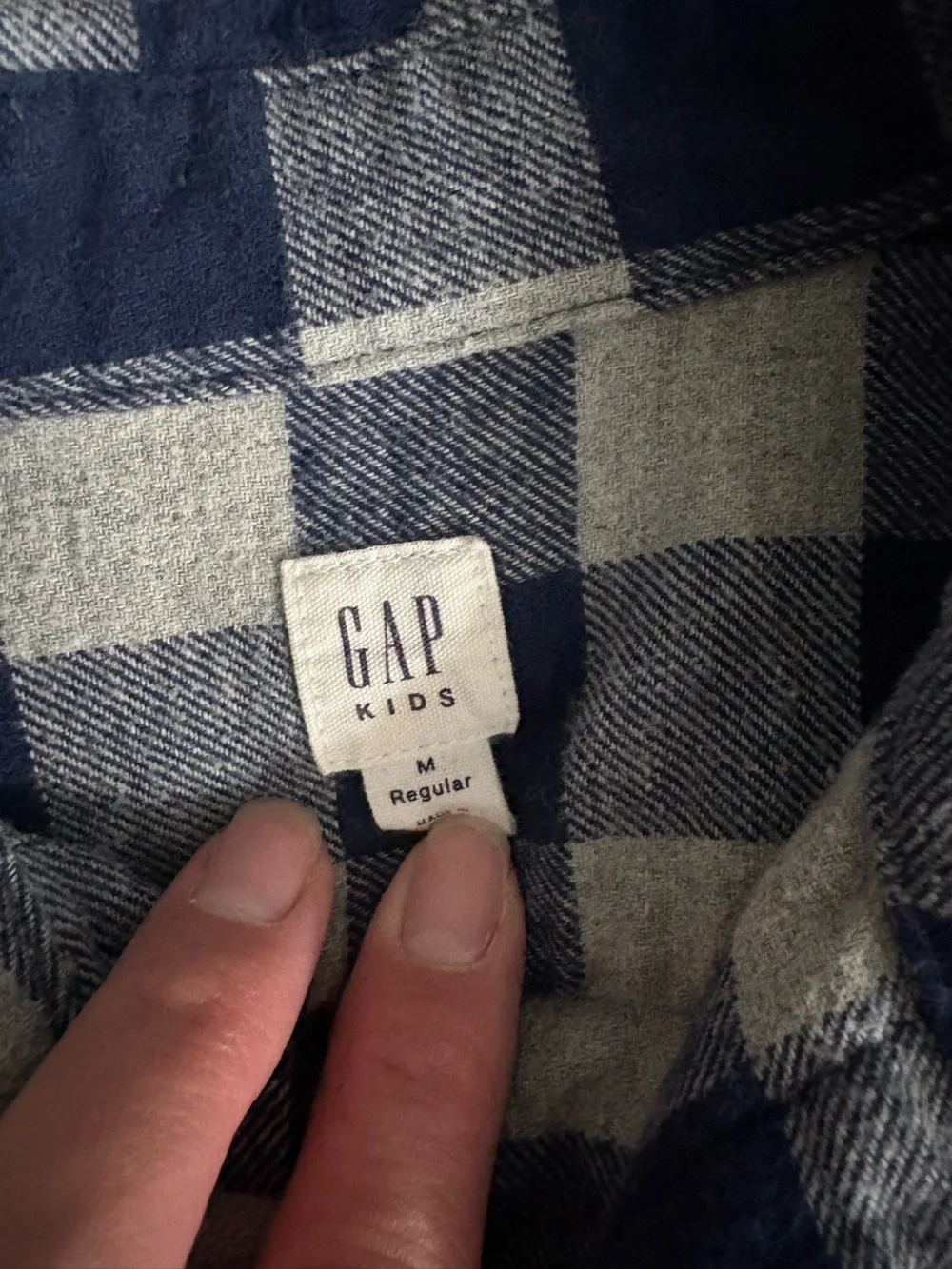GAP Navy and Gray Plaid Button-Down Shirt